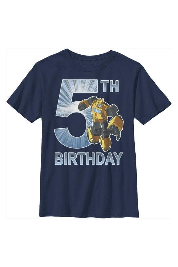 Boy's Transformers Bumblebee 5th Birthday Graphic Tee Navy Blue X Small