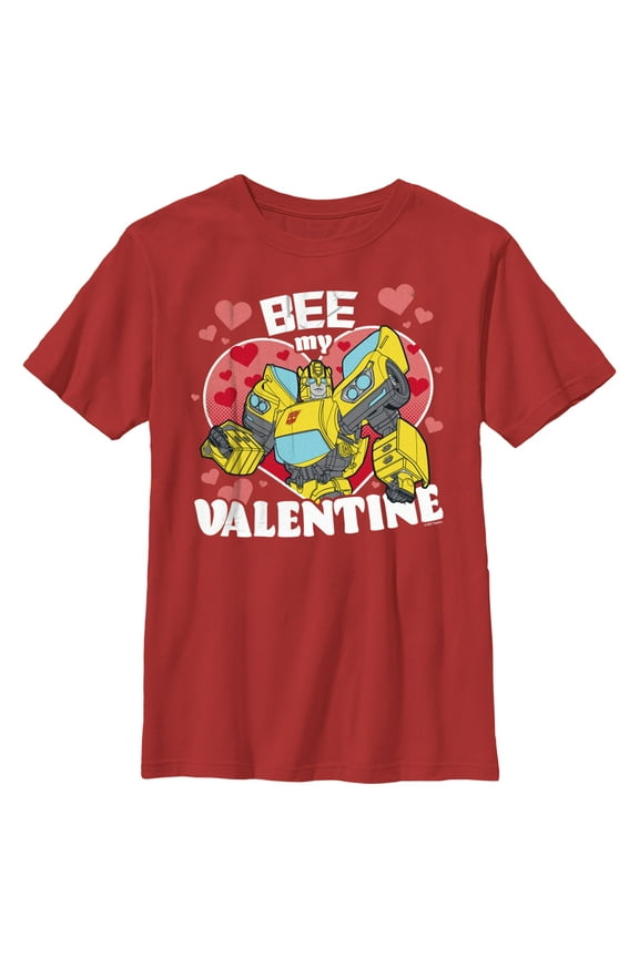 Boy's Transformers Bumblebee Bee My Valentine Graphic Tee Red Small