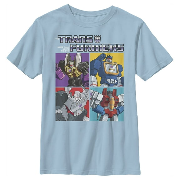 Boy's Transformers Decepticon Characters Boxes  Graphic Tee Light Blue Large