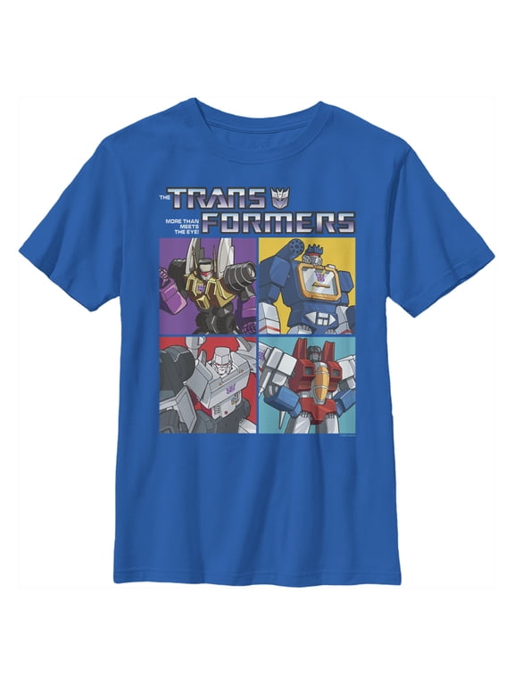 Boy's Transformers Decepticon Characters Boxes Graphic Tee Royal Blue Small