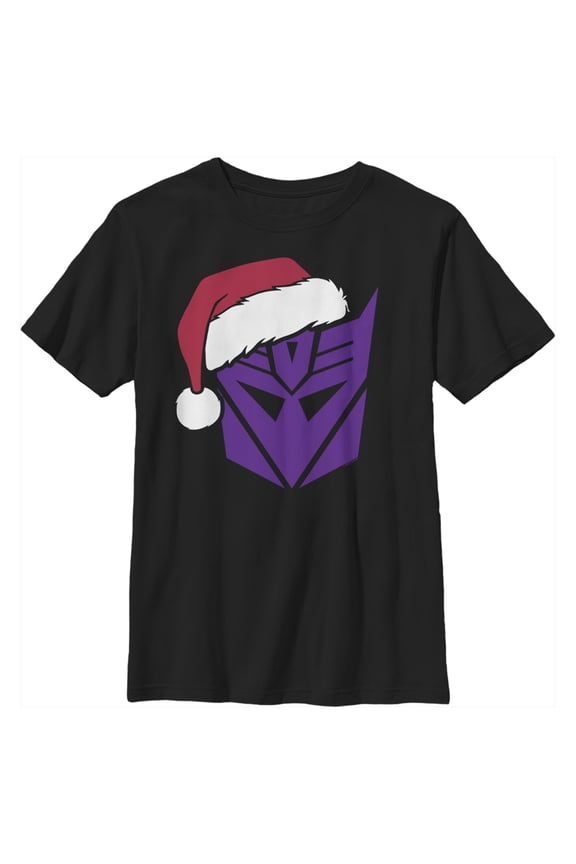 Boy's Transformers Decepticon Santa Graphic Tee Black Large
