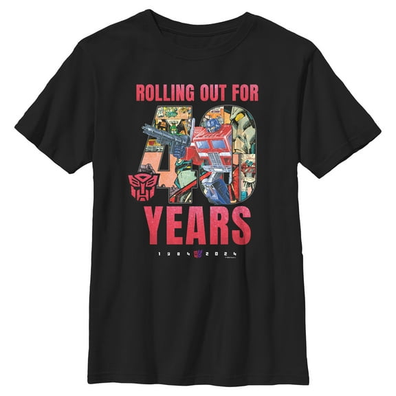 Boy's Transformers Distressed Rolling Out For 40 Years Graphic T-Shirt