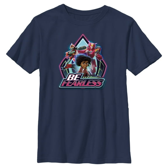 Boy's Transformers: EarthSpark Be Fearless Badge  Graphic Tee Navy Blue Medium