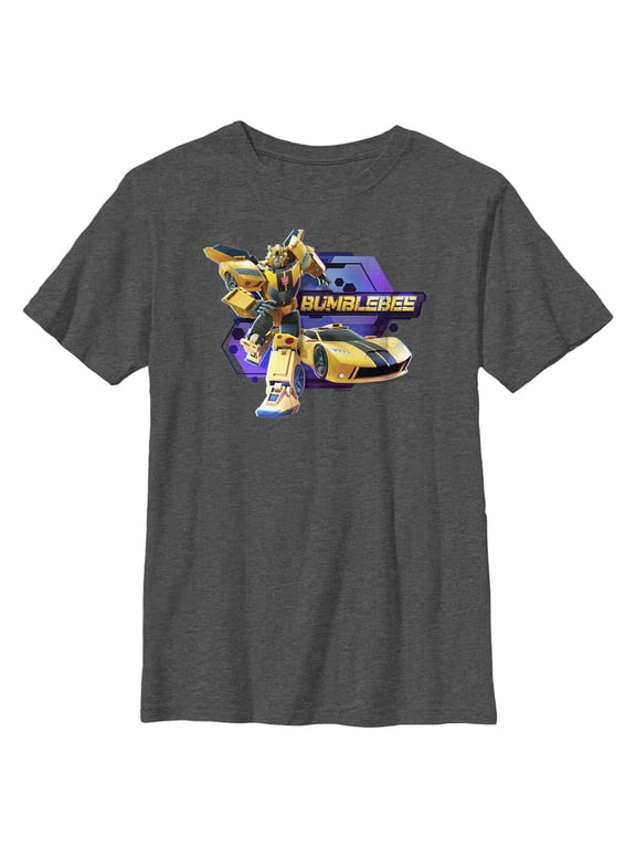 Boy's Transformers: EarthSpark Bumblebee Badge Graphic Tee Charcoal Heather Large