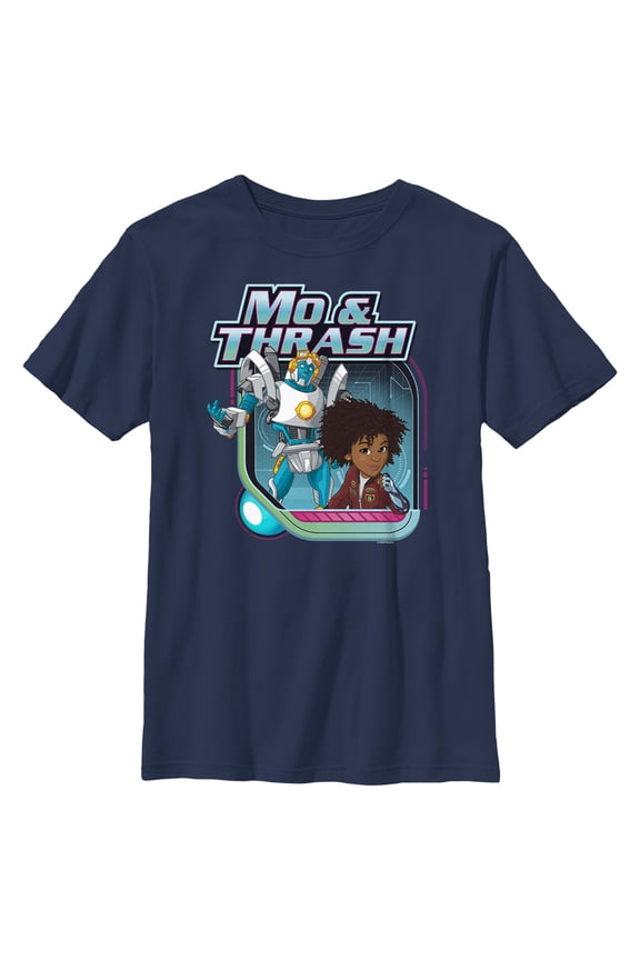 Boy's Transformers: EarthSpark Mo and Thrash Graphic Tee Navy Blue Small