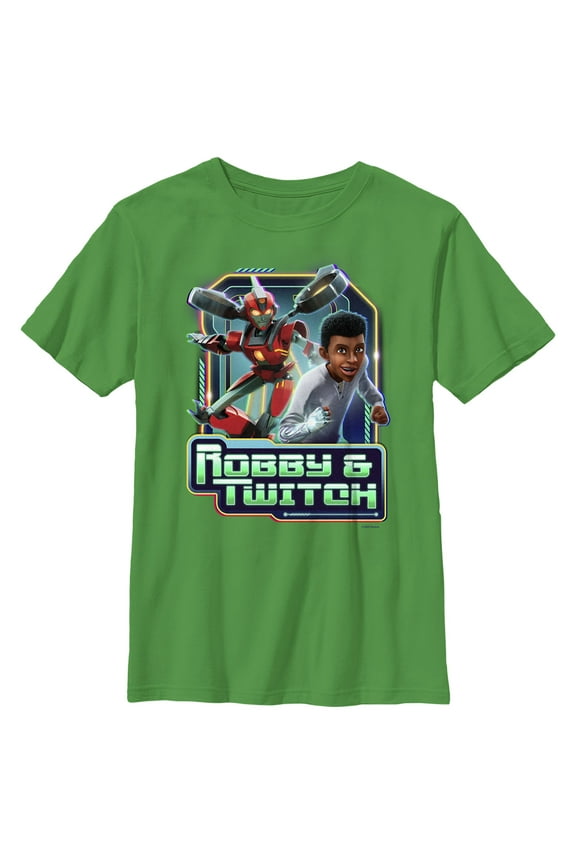 Boy's Transformers: EarthSpark Robby and Twitch Graphic Tee Kelly Green Large