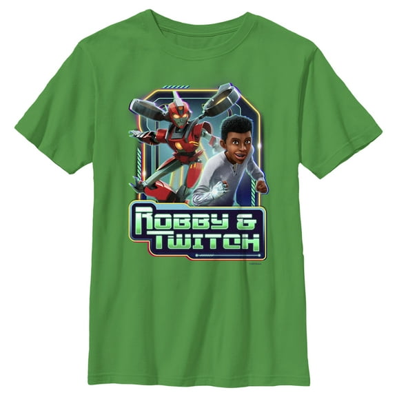 Boy's Transformers: EarthSpark Robby and Twitch  Graphic Tee Kelly Green X Large