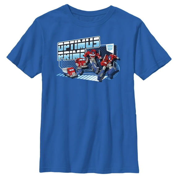 Boy's Transformers: EarthSpark Transforming Optimus Prime  Graphic Tee Royal Blue Large