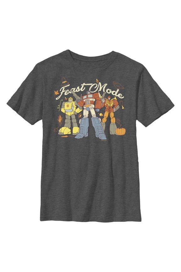 Boy's Transformers Feast Mode  Graphic Tee Charcoal Heather Large