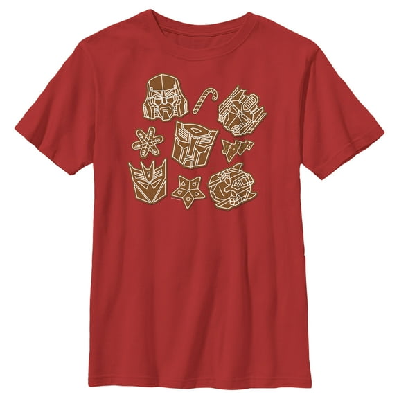 Boy's Transformers Gingerbread Transformers  Graphic Tee Red Medium