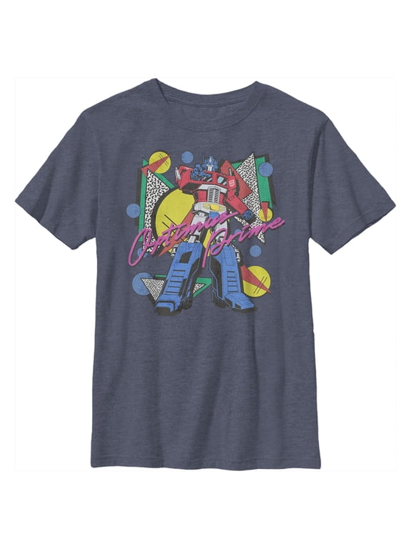Boy's Transformers Optimus Prime 80s Retro Graphic Tee Navy Blue Heather Medium