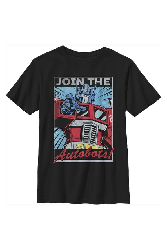 Boy's Transformers Optimus Prime Join the Autobots Graphic Tee Black Large