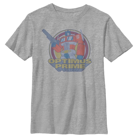 Boy's Transformers Optimus Prime Retro Circle Graphic Tee Athletic Heather Medium