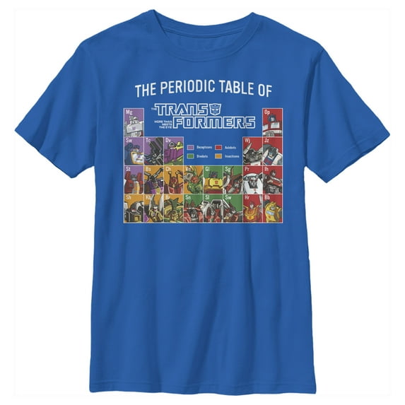 Boy's Transformers Periodic Table of Transformers Graphic Tee Royal Blue X Small