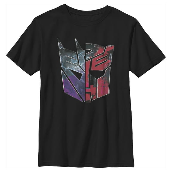 Boy's Transformers Split Bot Logo  Graphic Tee Black Small