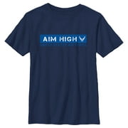 Boy's United States Air Force Aim High Logo  Graphic Tee Navy Blue X Large