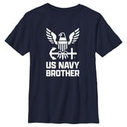 Boy's United States Navy Official Eagle Logo Brother  Graphic Tee Navy Blue X Large