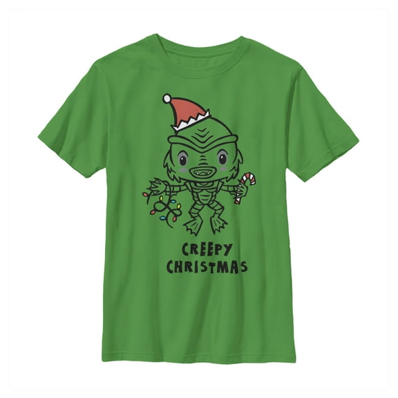 Boy's Universal Monsters Christmas Creature from the Lagoon Creepy  Graphic Tee Kelly Green X Large