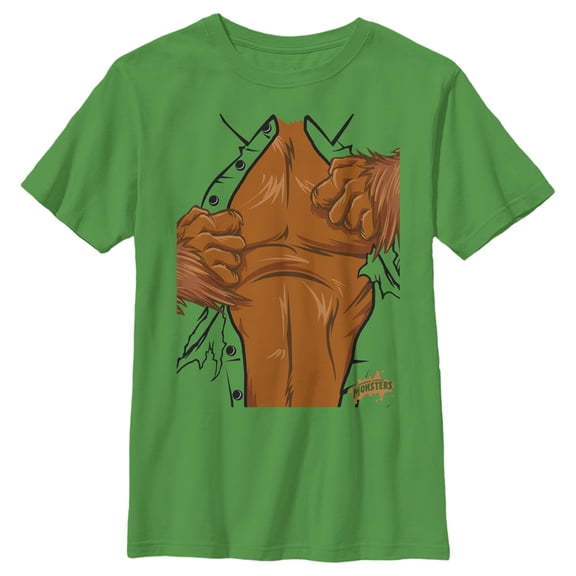 Boy's Universal Monsters Halloween Ripped Chest Costume Graphic Tee Kelly Green X Small
