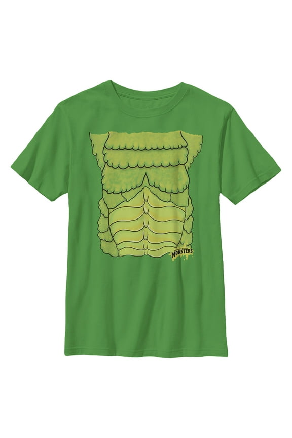 Boy's Universal Monsters Halloween Scaly Chest Costume  Graphic Tee Kelly Green Large