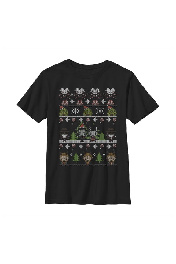Boy's Universal Monsters Ugly Christmas Style Graphic Tee Black X Large