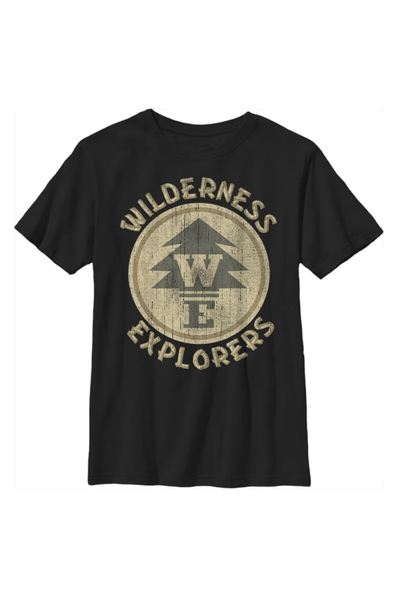 Boy's Up Wilderness Explorer Badge  Graphic Tee Black Medium