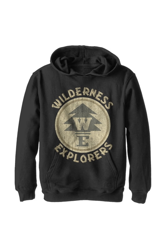 Boy's Up Wilderness Explorer Badge  Pull Over Hoodie Black Medium