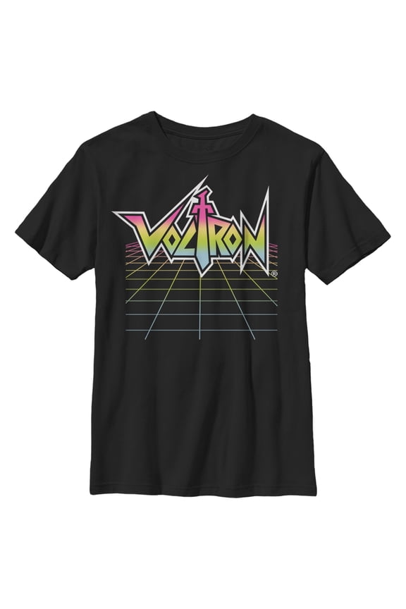 Boy's Voltron: Defender of the Universe Logo Grid Graphic Tee Black X Small