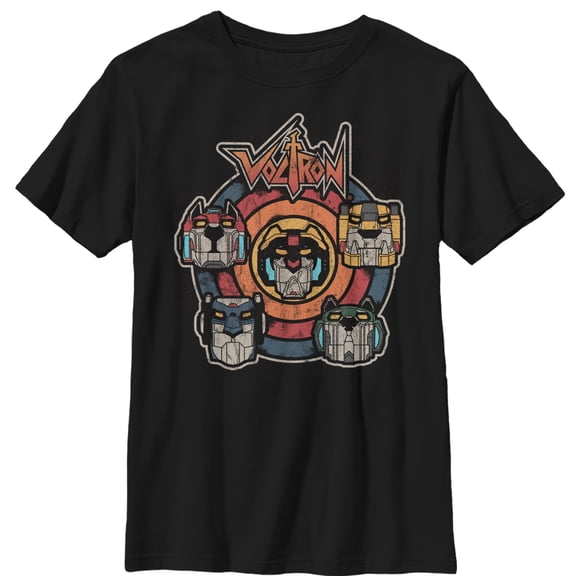 Boy's Voltron: Defender of the Universe Retro Lion Target Graphic Tee Black Medium