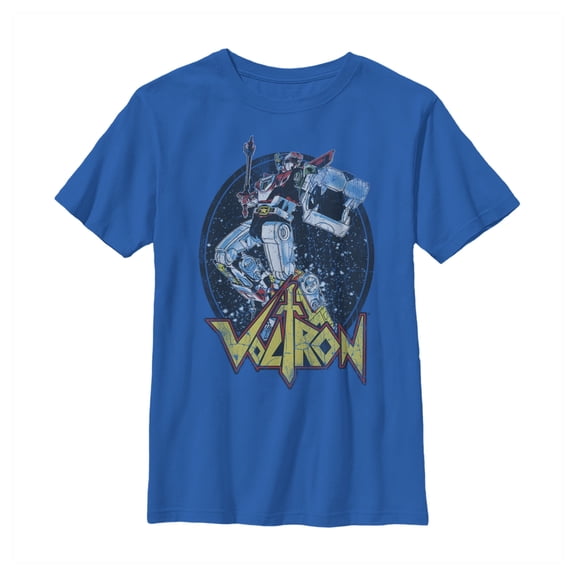 Boy's Voltron: Defender of the Universe Retro Oval Mouth  Graphic Tee Royal Blue Medium