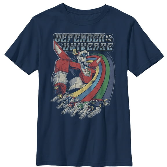 Boy's Voltron: Defender of the Universe Retro Rainbow Lions Graphic Tee Navy Blue X Large