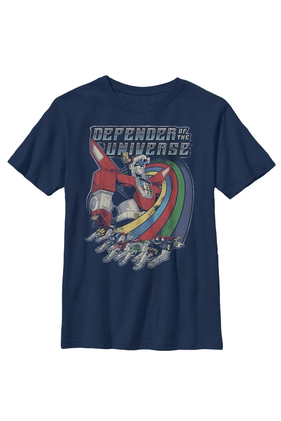 Boy's Voltron: Defender of the Universe Retro Rainbow Lions Graphic Tee Navy Blue X Small