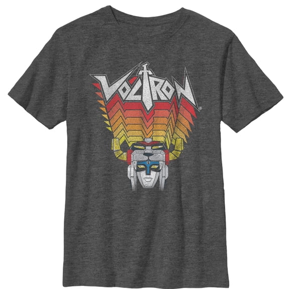 Boy's Voltron: Defender of the Universe Robot Stripes  Graphic Tee Charcoal Heather Small
