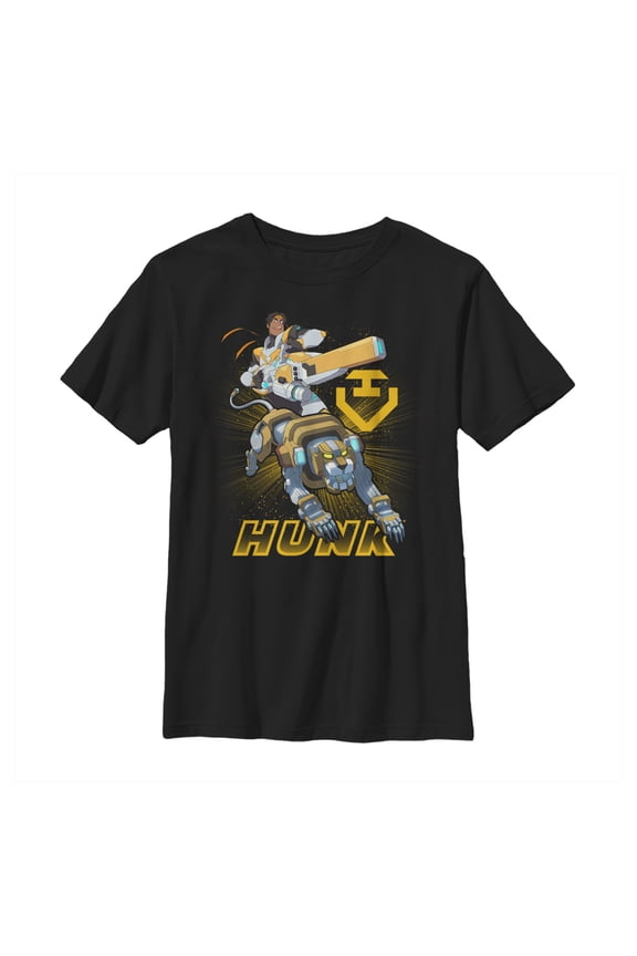 Boy's Voltron: Legendary Defender Hunk Lion Action Pose Graphic Tee Black Small