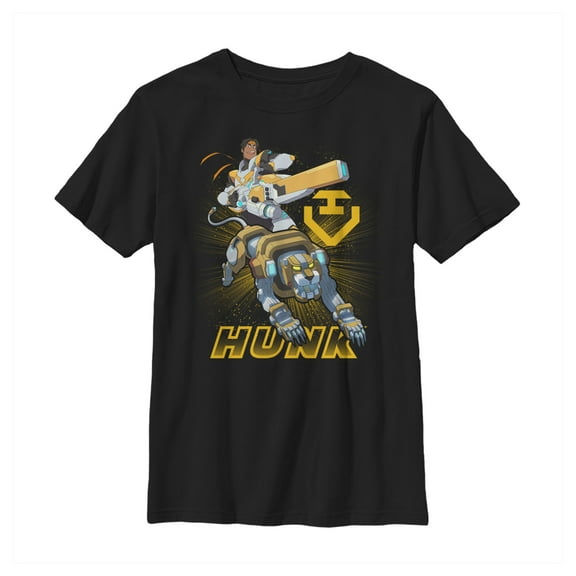 Boy's Voltron: Legendary Defender Hunk Lion Action Pose Graphic Tee Black Small