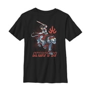 Boy's Voltron Legendary Defender Keith Lion Action Pose Graphic Tee Black Small