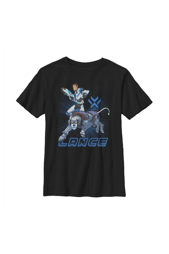 Boy's Voltron: Legendary Defender Lance Lion Action Pose Graphic Tee Black X Large