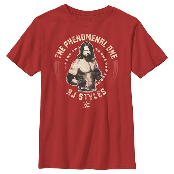 Boy's WWE AJ Styles The Phenomenal One  Graphic Tee Red X Large