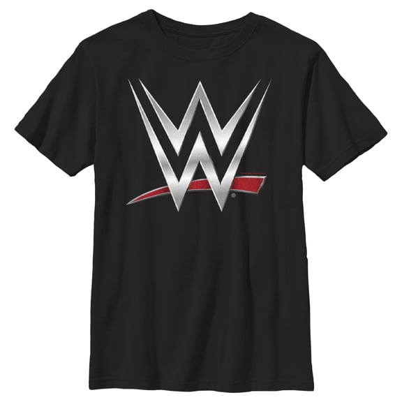 Boy's WWE Chrome Logo Graphic Tee Black Small