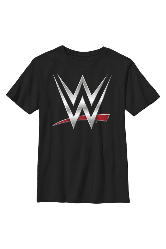 Boy's WWE Chrome Logo Graphic Tee Black Small