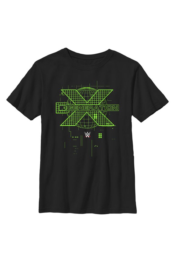 Boy's WWE DX Generation Green Logo Graphic Tee Black Large