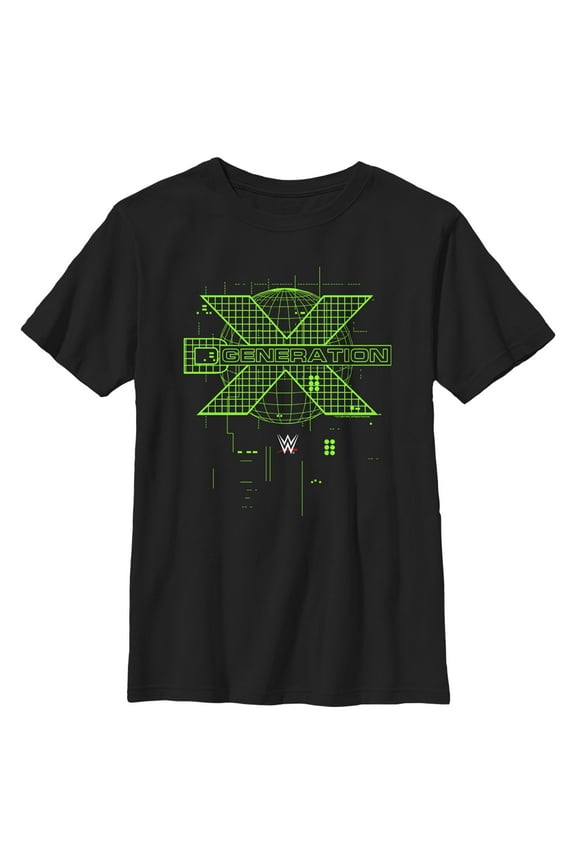 Boy's WWE DX Generation Green Logo  Graphic Tee Black Medium