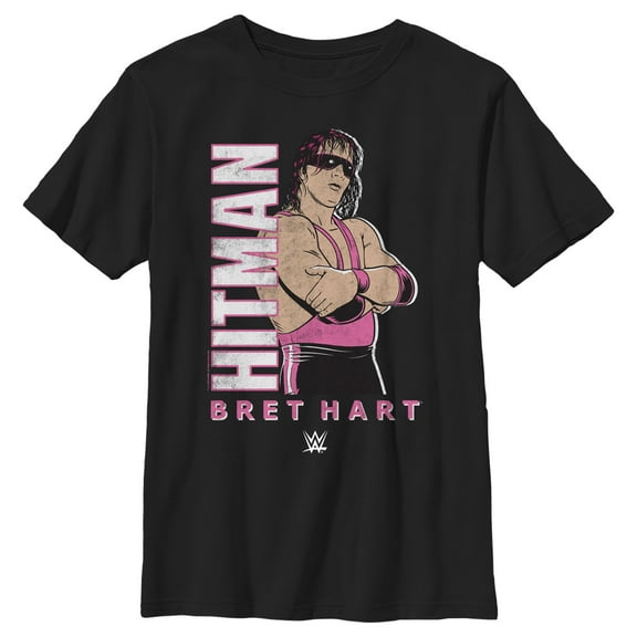 Boy's WWE Hitman Bret Hart Graphic Tee Black Small