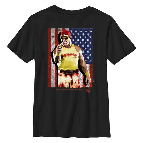 Boy's WWE Hulk Hogan American Flag  Graphic T-Shirt
