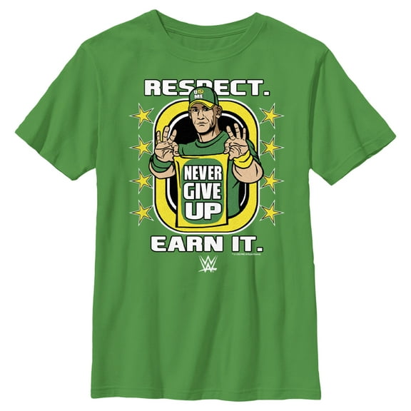 WWE John Cena 'Respect Earn It' Boys' Graphic Tee, Kelly Green, Medium