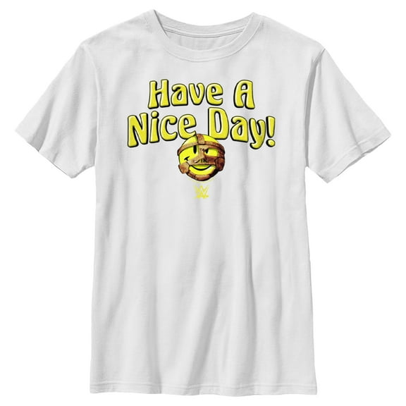 Boy's WWE Mankind Have a Nice Day Logo  Graphic Tee White Medium