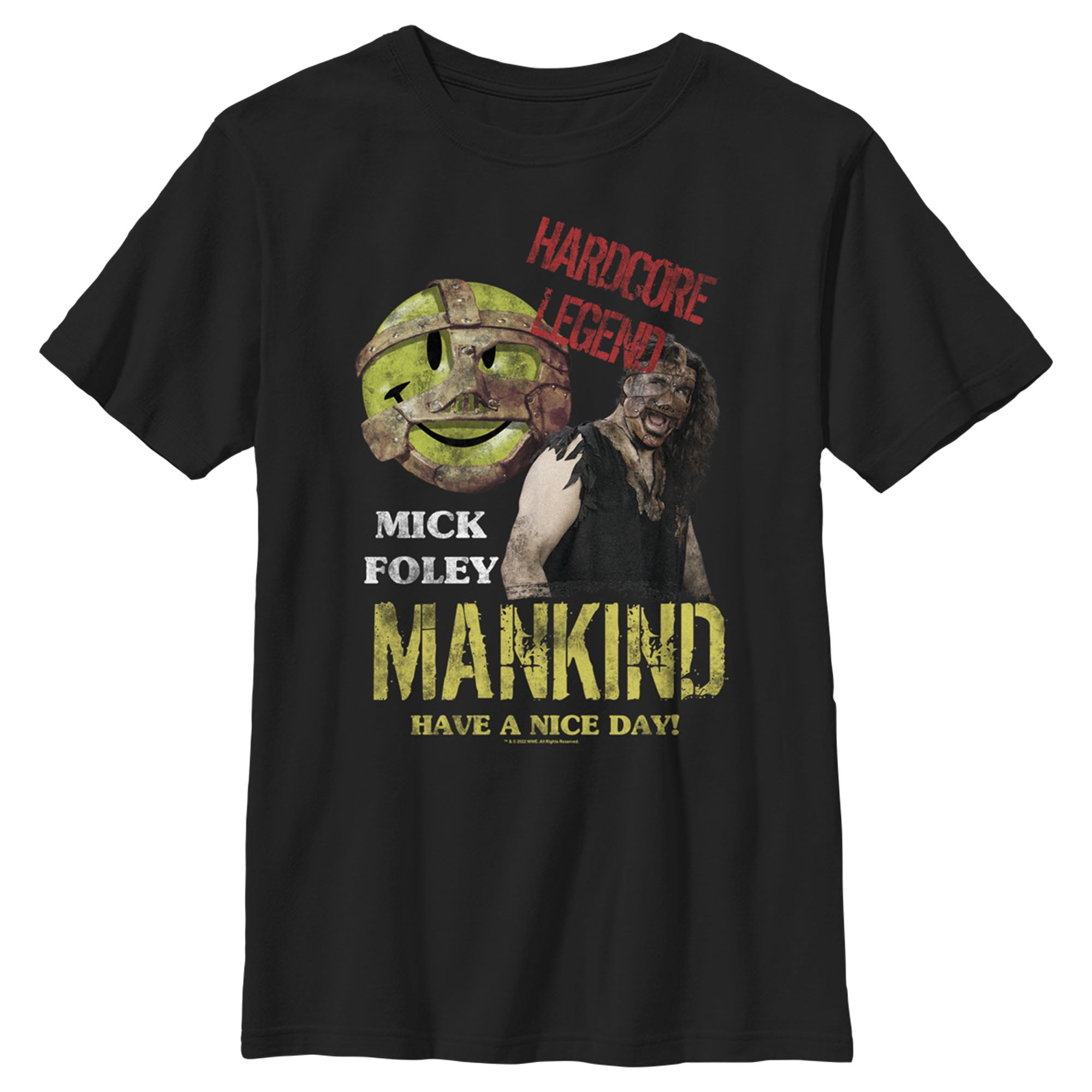 Boy's WWE Mick Foley Mankind Have a Nice Day Graphic Tee Black