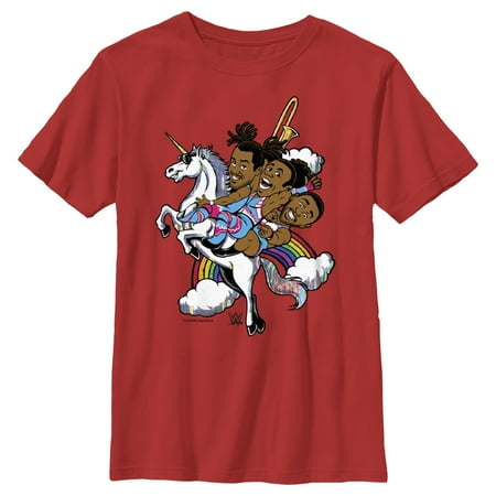 Boy's WWE New Day Unicorn Animated Graphic Tee Red X Large