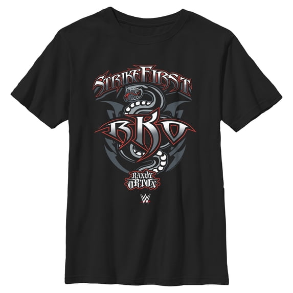Boy's WWE Randy Orton Strikefirst RKO Graphic Tee Black Small
