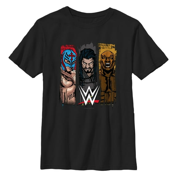 Boys' Husky WWE Rey Mysterio Roman Reigns and Bobby Lashley  Graphic T-Shirt